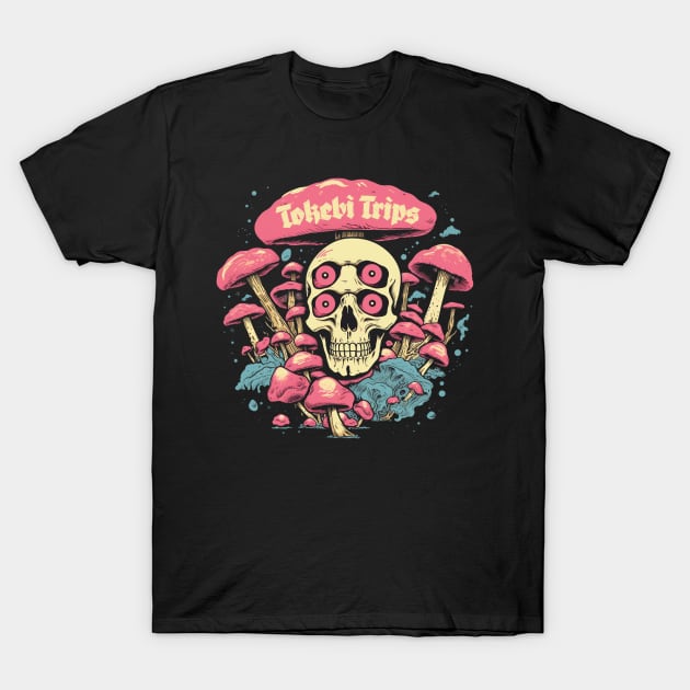 Tokebi Trips Skull Mushroom Psychedelic T-Shirt by TOKEBI